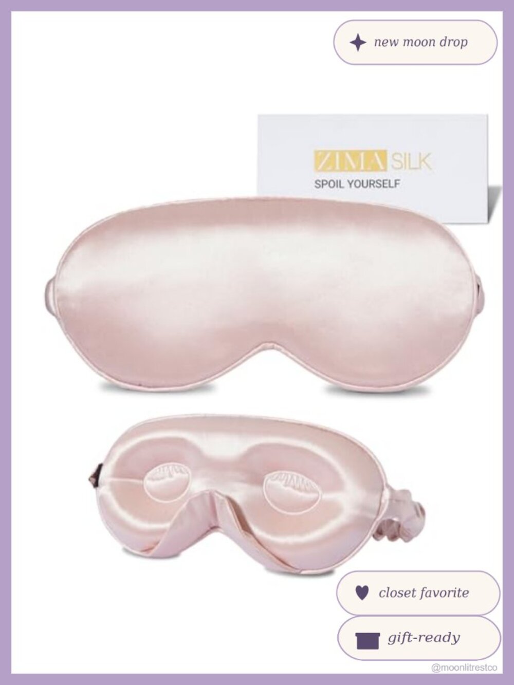 100% Mulberry Silk Sleep Mask Adjustable 3D Contoured Light Blocking Eye Cover